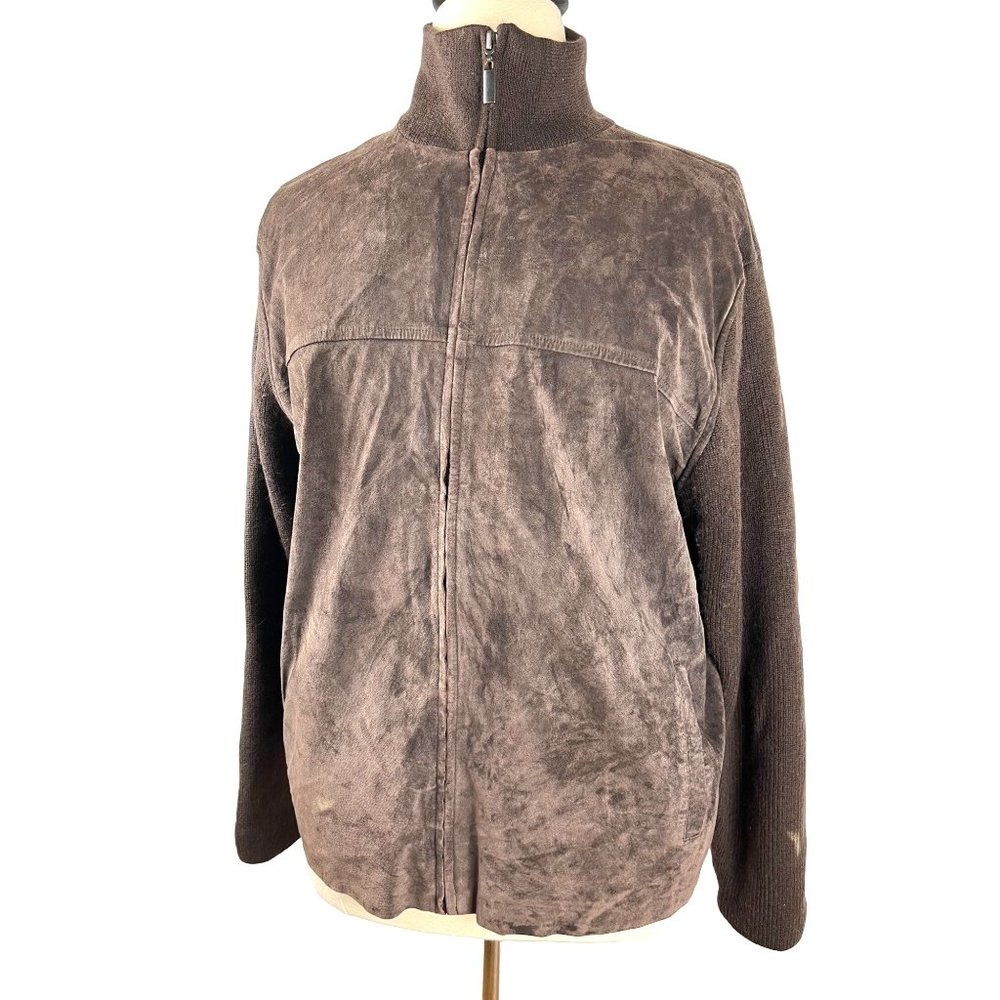 Heritage Field Street Lux Brandini Brown Merino Wool & Leather Jacket, Men’s  XL